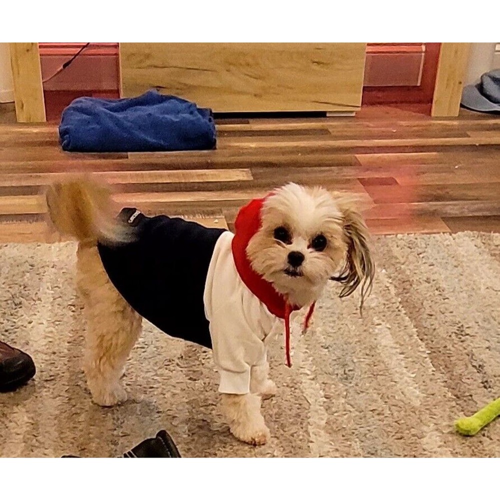 Spark paws Super Soft red,white,blue dog hoodie size Med/small- does stretch